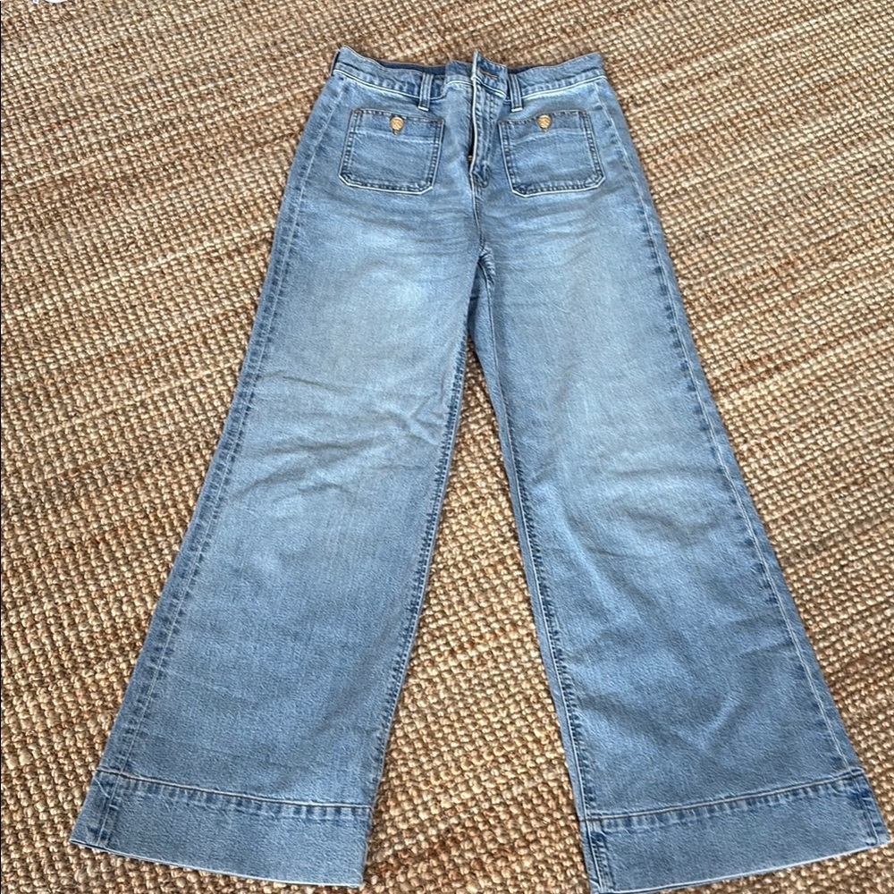 J. Crew Blue Flare Wide Leg Jeans